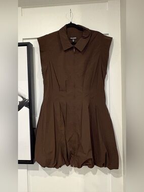 Steve Madden Brown Sleeveless Collared Mini Dress